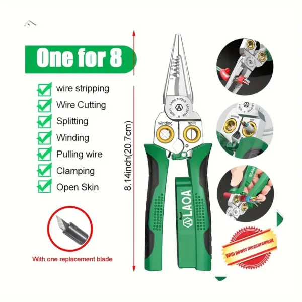 thumbnail image 2 of 18-in-1 Electrical Pliers With Voltage Detector - Multifunctional Wire Stripper & Cable Cutter Tool 2 of 12